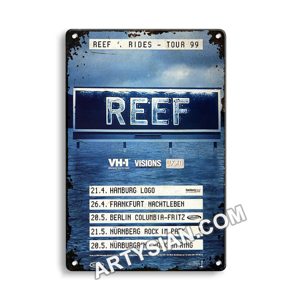 ARTYSIAN Reef - Rides, Tour 1999 - Konzertplakat-Metal Sign 30X20cm