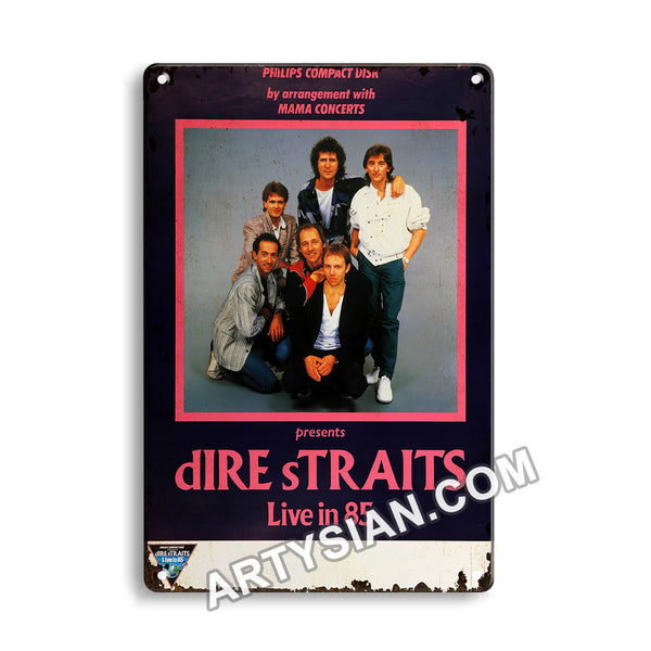 ARTYSIAN Dire Straits - Live In 85, No Town 1985Metal Sign 30X20cm