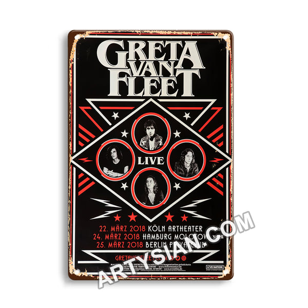 ARTYSIAN Greta Van Fleet - Live, Tour 2018 - KonzertplakatMetal Sign 30X20cm