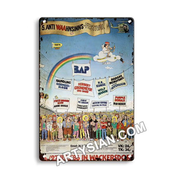 ARTYSIANAnti Waahnsinns - Festival - BAP, Haindling, Grönemeyer,, Wackersdorf 1986 Metal Sign 30X20cm
