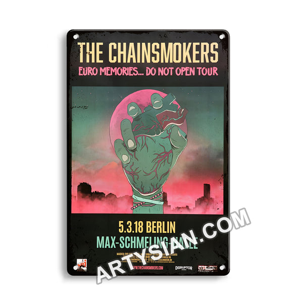 ARTYSIAN The Chainsmokers - Euro Memories, Berlin 2018 - Konzertplakat-Metal Sign 30X20cm