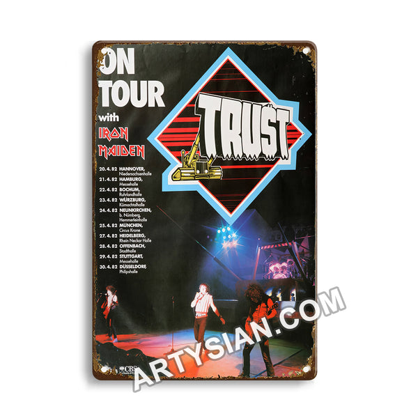 ARTYSIAN Trust & Iron Maiden, All Cities 1982-Metal Sign 30X20cm