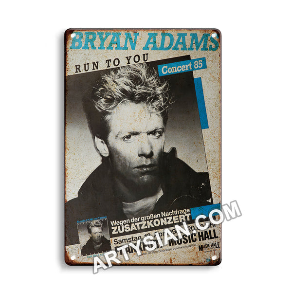 ARTYSIAN Bryan Adams, Frankfurt 1985 Metal Sign 30X20cm