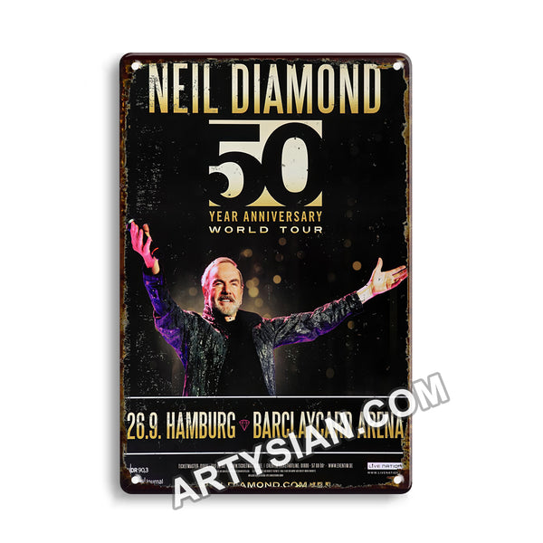 ARTYSIANNeil Diamond - 50 Years World Tour, Hamburg 2017 - Konzertplakat-Metal Sign 30X20cm