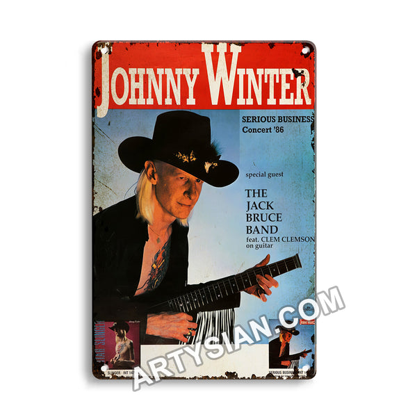 ARTYSIAN Jonny Winter - Serious Business Concert ´86, No Town 1986Metal Sign 30X20cm