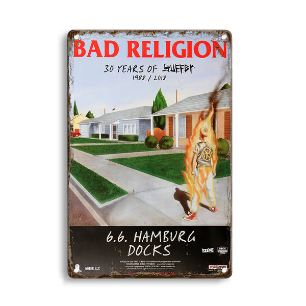 ARTYSIAN Bad Religion - 30 Years Of Suffer, Hamburg 2018 - Konzertplakat Metal Sign 30X20cm