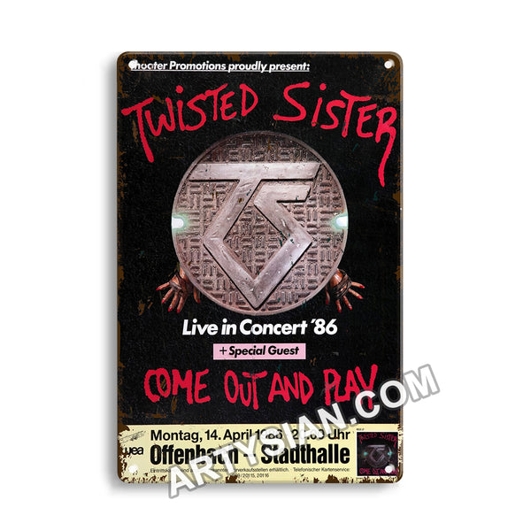 ARTYSIAN Twisted Sister - Come Out And Play, Offenbach 1986-Metal Sign 30X20cm