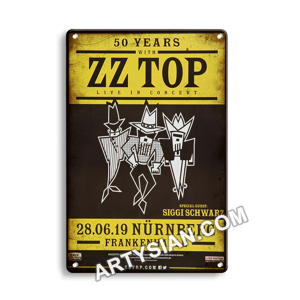 ARTYSIAN ZZ Top - 50 Years With..., Nürnberg 2019 - Konzertplakat-Metal Sign 30X20cm