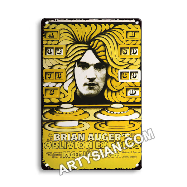 ARTYSIAN Brian Auger´s Oblivion Express - The Yello Tour, No Town 1970 Metal Sign 30X20cm
