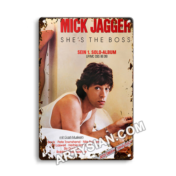 ARTYSIAN Mick Jagger, No Town 1985 Metal Sign 30X20cm