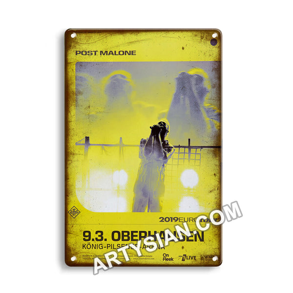 ARTYSIAN Post Malone - Euro Tour, Oberhausen 2019 - Konzertplakat- Metal Sign 30X20cm