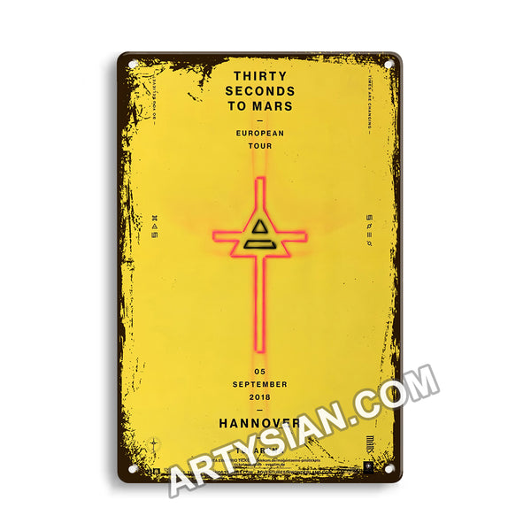 ARTYSIAN Thirty Seconds To Mars - European Tour, Hannover 2018 - Konzertplakat-Metal Sign 30X20cm