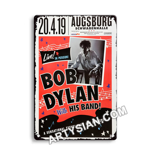 ARTYSIAN Bob Dylan - Live! In Person!, Augsburg 2019 - Konzertplakat Metal Sign 30X20cm