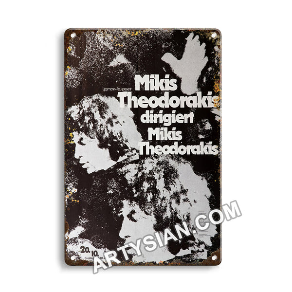 ARTYSIAN Mikis Theodorakis, Frankfurt 1972-Metal Sign 30X20cm