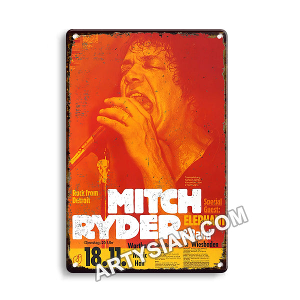 ARTYSIAN Mitch Ryder - Rock from Detroit, Wiesbaden 1971 - Konzertplakat- Metal Sign 30X20cm