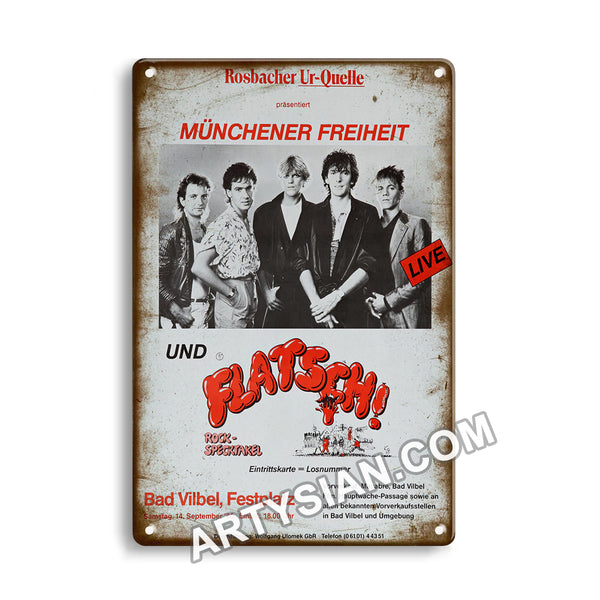 ARTYSIAN Münchener Freiheit & Flatsch - Live, Bad Vilbel 1985Metal Sign 30X20cm