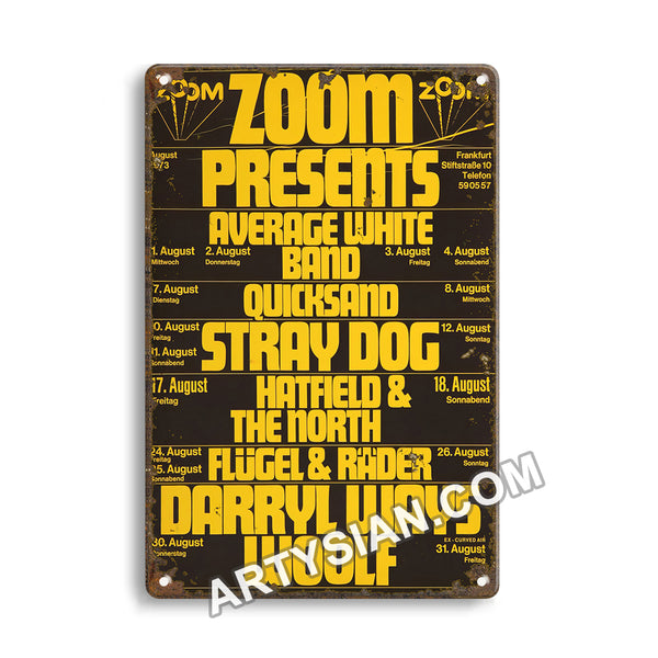 ARTYSIAN Zoom Live Club Frankfurt - Live Programm vom August 1973, Frankfurt 1973-Metal Sign 30X20cm