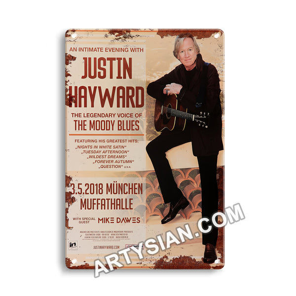 ARTYSIAN Justin Hayward - The Moody Blues, München 2018 - Konzertplakat-Metal Sign 30X20cm