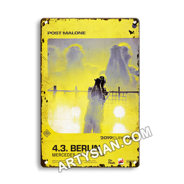 ARTYSIANPost Malone - Euro Tour, Berlin 2019 - Konzertplakat- Metal Sign 30X20cm